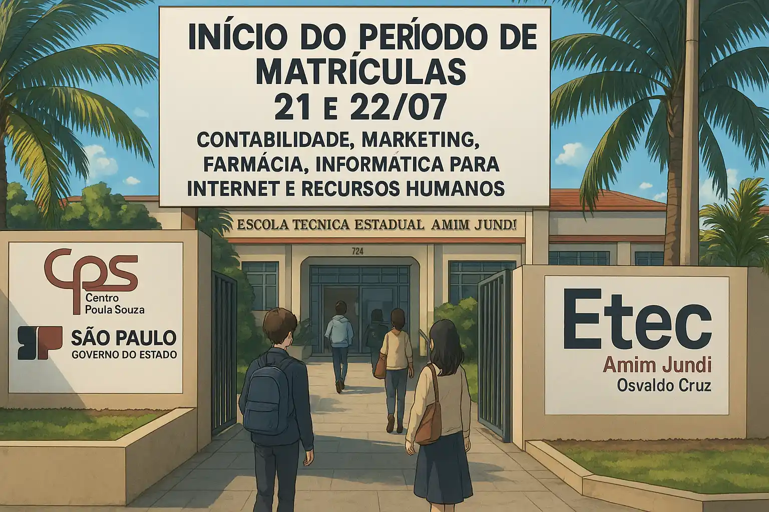 Capa da notícia Convocação para matrícula Vestibulinho 2º semestre 2025 – Etec Amim Jundi